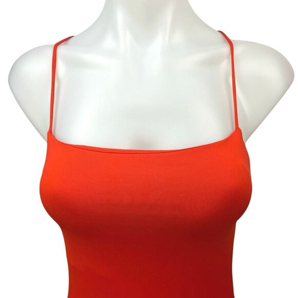 Zara Red Orange Spaghetti Strap Square Neck Cami Camisole Tank Bodysuit Top M - Picture 3 of 5